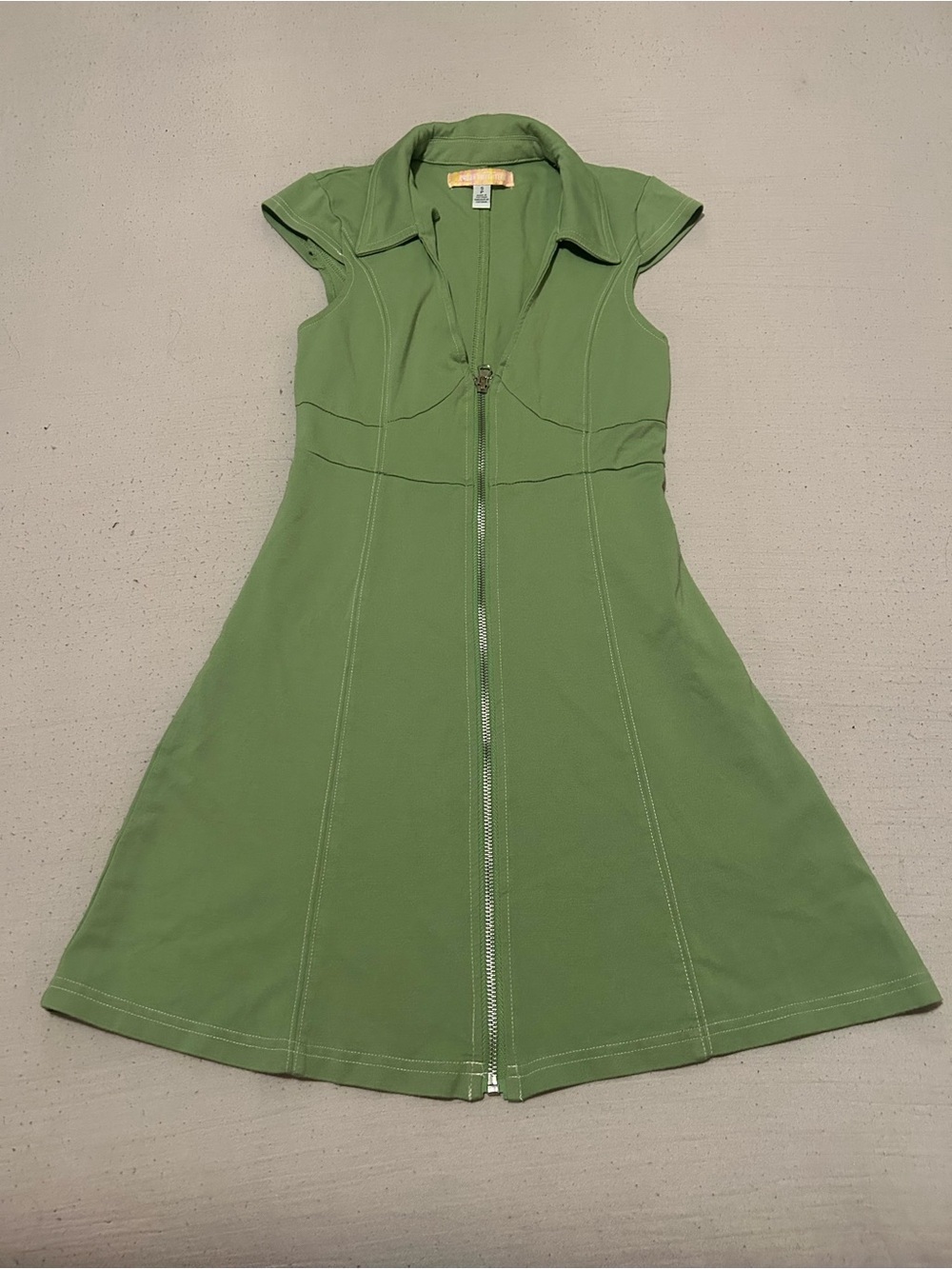Urban Outfitters Green Zip-Front A-Line Mini Dress